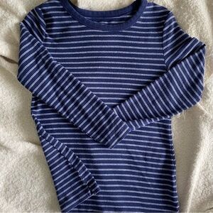 Blue and White Striped Long Sleeve Tee